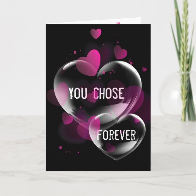 Cartão Bolhas de Coração de Aniversário em Preto (Frente)