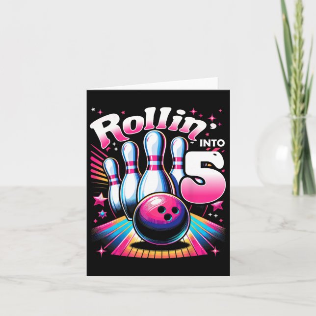 Cartão Boliche Aniversário Rollin Em 5 Festas 5 (Frente)