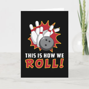 Cartão Boliche Bowler Strike Sport Team Bowl Engraçado Gi