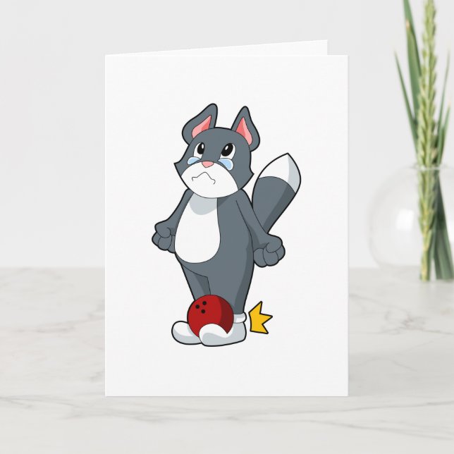 Cartão Boliche de gato bola de boliche (Frente)