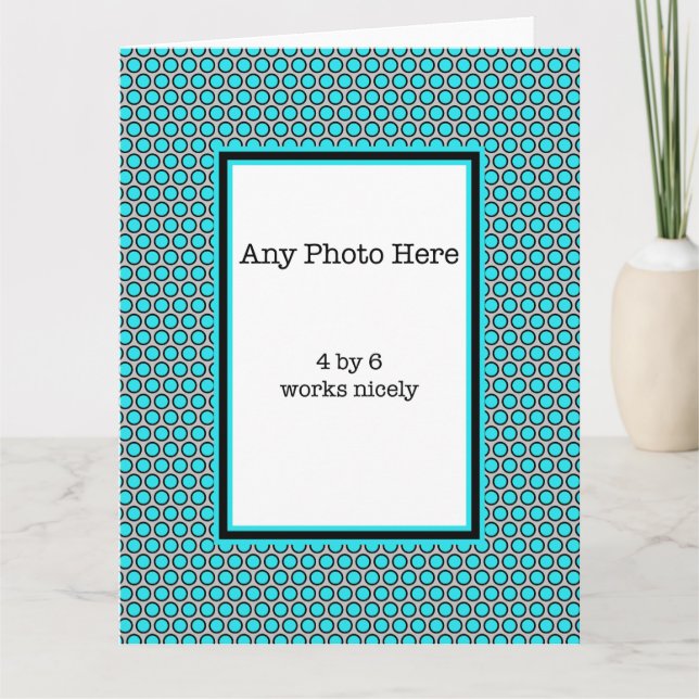 Cartão Bolinhas Azul Sua Foto (Frente)