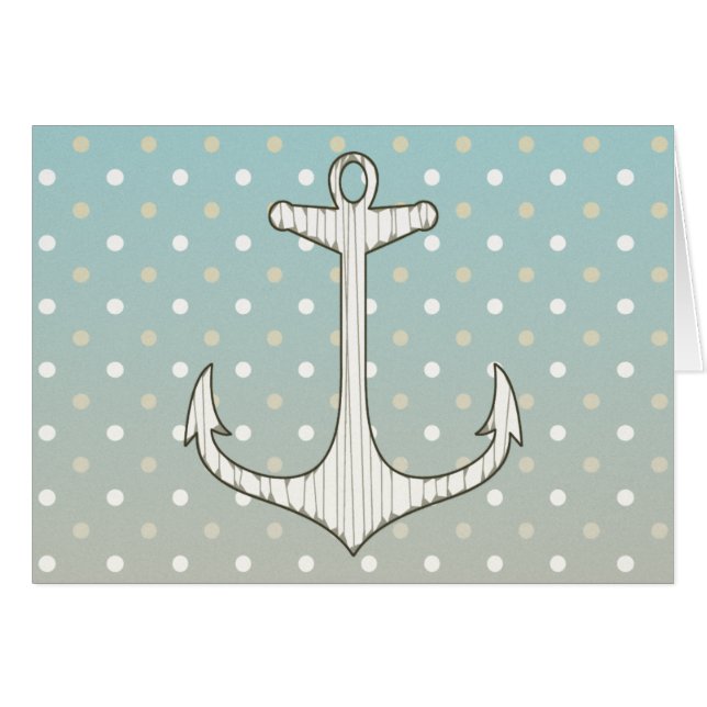 Cartão Bolinhas Brancas Azul Tan Azul Ancoradas Náuticas  (Frente Horizontal)