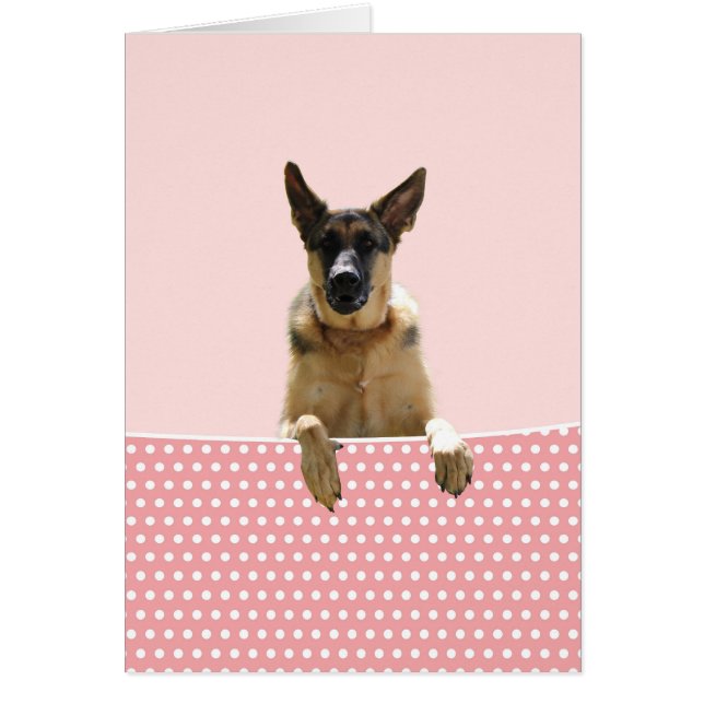 Cartão Bolinhas Rosa german shepherd (Frente)