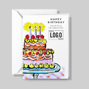 Cartão Bolo Artístico Corporativo Luxuoso de Aniversário