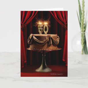 Cartão Bolo BIrthday no Palco com número 50 velas