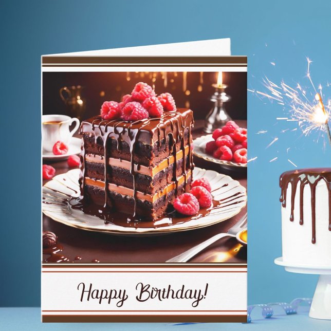 Cartão Bolo Caramelo de Chocolate Epic Birthday (Surprise your loved one with a card that's not just sweet but also deliciously tempting.)