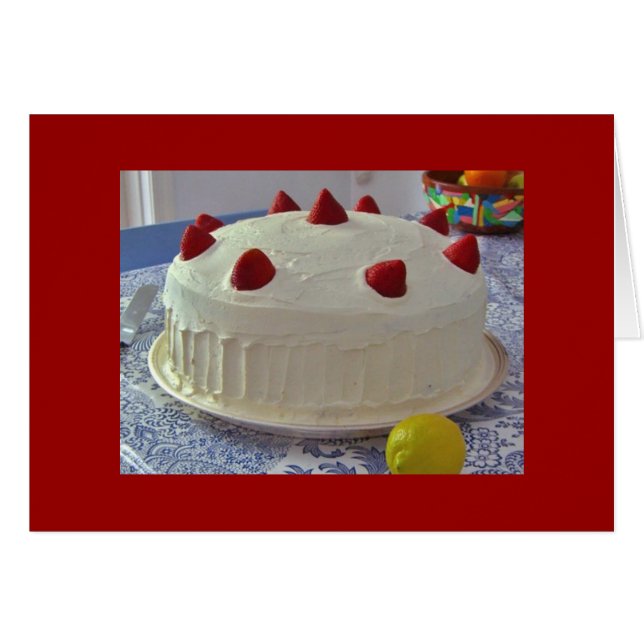 Cartão Bolo da morango (Frente Horizontal)