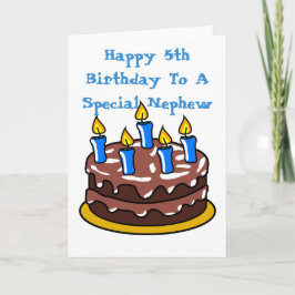 Cartão Bolo de 5º Aniversário para um Sobrinho Especial
