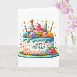 Cartão Bolo de aniversário