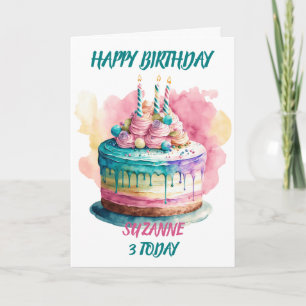 Cartão Bolo de Aniversário Bonito