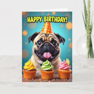 Cartão Bolo de Aniversário Cachorrinho Chapéu Card