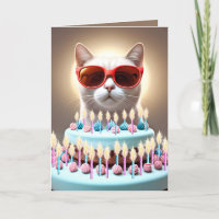 Bolo de Aniversário com Óculos de Gato e Sol