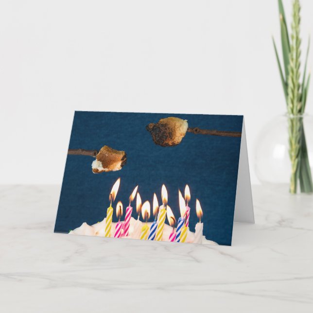 Cartão bolo de aniversário com torrada marshmallow (Frente)