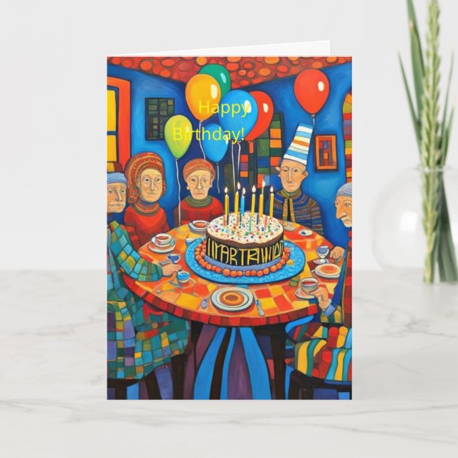 Cartão Bolo de aniversário com velas (Frente)