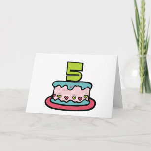 Cartão Bolo de aniversário da criança de 5 anos