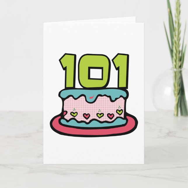 Cartão Bolo de aniversário das pessoas de 101 anos (Frente)