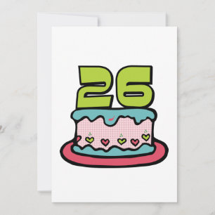 Cartão Bolo de aniversário das pessoas de 26 anos
