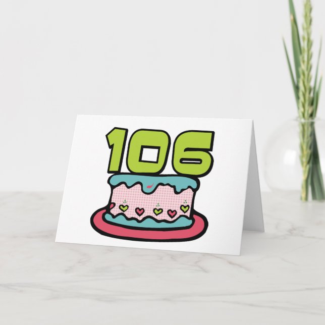 Cartão Bolo de aniversário de 106 anos (Frente)