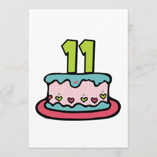 Cartão Bolo de aniversário de 11 anos