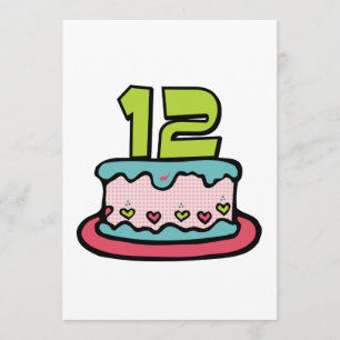 Cartão Bolo de aniversário de 12 anos