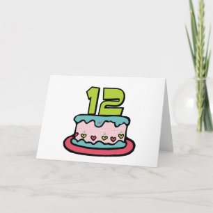Cartão Bolo de aniversário de 12 anos