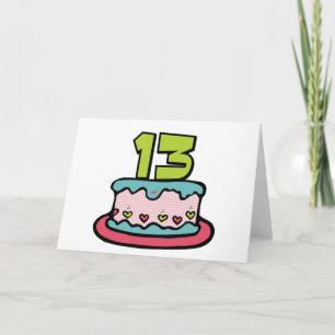 Cartão Bolo de aniversário de 13 anos