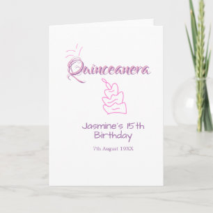Cartão bolo de aniversário de 15 anos da quinceanera roxo