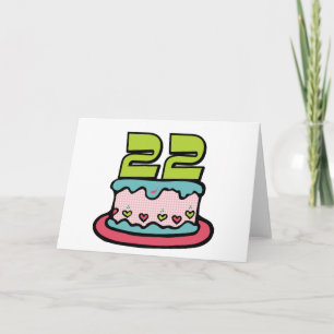 Cartão Bolo de aniversário de 22 anos