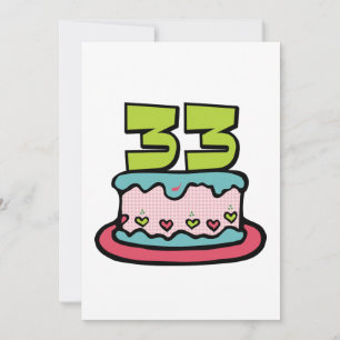 Cartão Bolo de Aniversário de 33 Anos