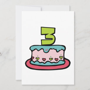 Cartão Bolo de aniversário de 3 anos