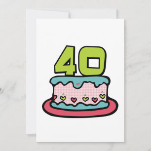Cartão Bolo de Aniversário de 40 Anos
