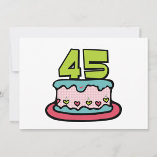 Cartão Bolo de aniversário de 45 anos