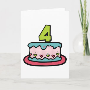 Cartão Bolo de aniversário de 4 anos