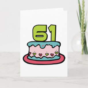 Cartão Bolo de aniversário de 61 anos