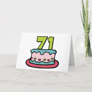 Cartão Bolo de aniversário de 71 anos
