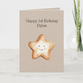 Cartão Bolo de Aniversário de Biscoito de Gengibre Estrel