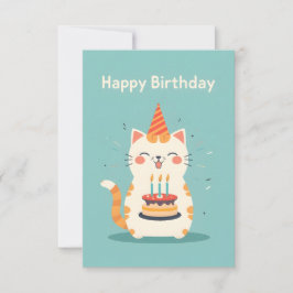 Cartão Bolo de aniversário de carregando de gato bonito