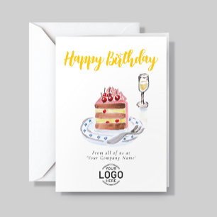 Cartão Bolo de Aniversário de Chocolate Cereja Rosa Corpo