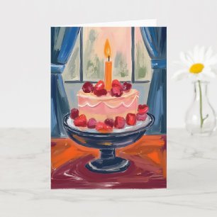 Cartão Bolo de Aniversário de Morango
