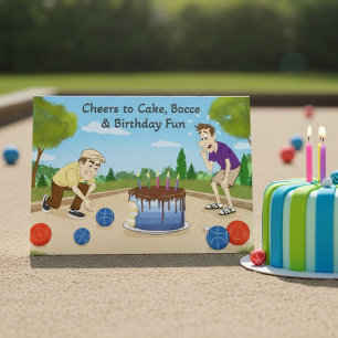 Cartão Bolo de Aniversário Divertido de Bola de Bocce em