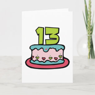 Cartão Bolo de aniversário do adolescente de 13 anos