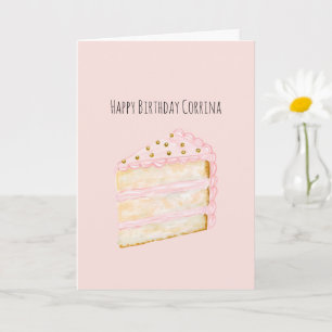Cartão Bolo de Aniversário em Ouro Rosa