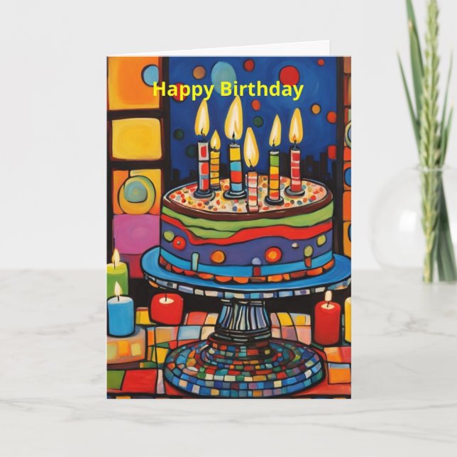 Cartão Bolo de aniversário em suporte (Frente)