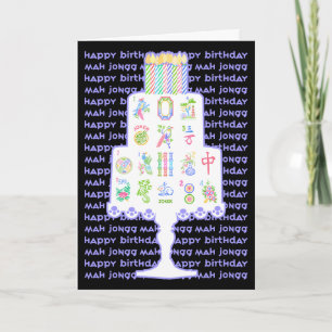 Cartão Bolo de Aniversário Mah Jongg