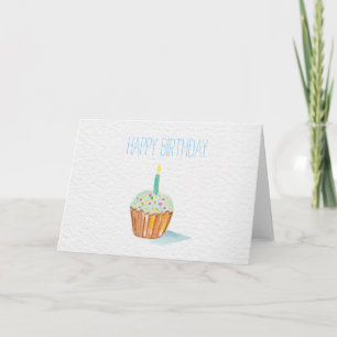 Cartão bolo de aniversário pintado à mão