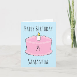 Cartão Bolo de aniversário Rosa