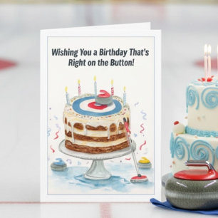 Cartão Bolo de Aniversário Temático de Curling