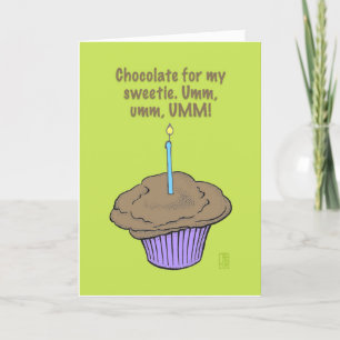 Cartão Bolo de aniversário “Umm, umm, UMM!” com vela