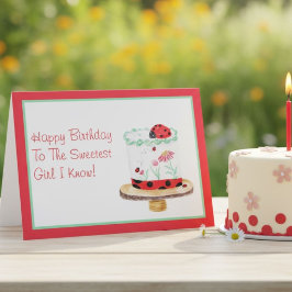 Cartão Bolo de Besouro Senhora Aquarela Feliz Aniversário