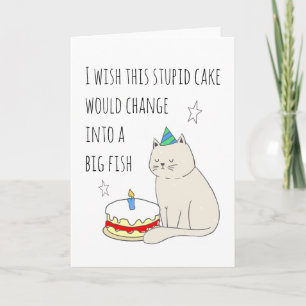 Cartão Bolo de Bolo de Aniversário de Gato Bonito
